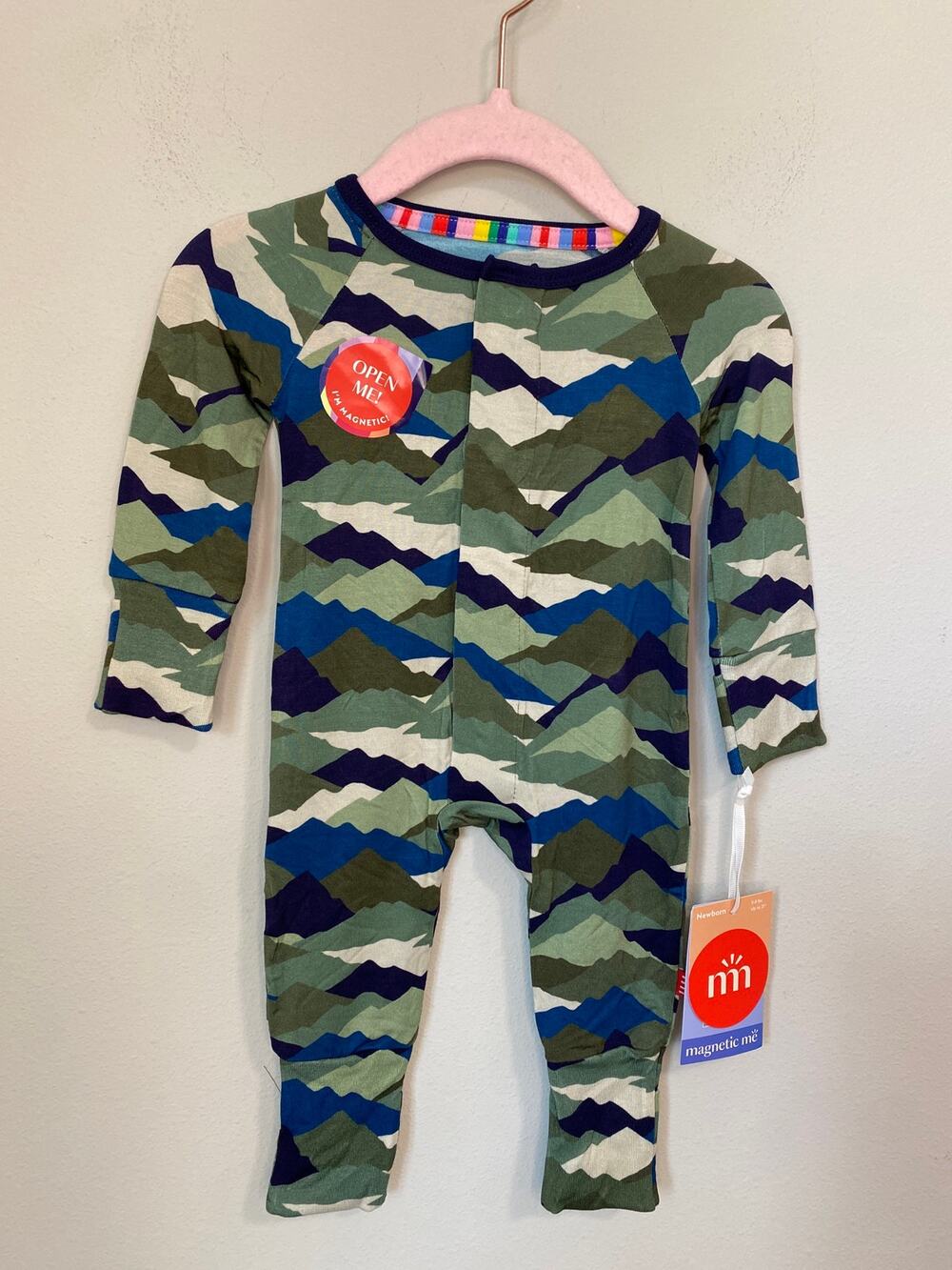 New Magnetic Me Camo Peak Modal Magnetic Footie Pajamas Size NB